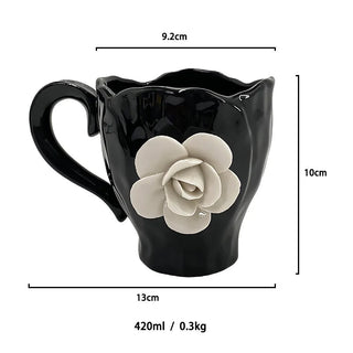Tazza Ceramica Nera Rosa Bianca Cucina Diversi Modelli Particolare Elegante The-INTERIOR DREAM DESIGN