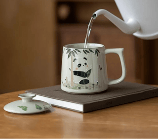 Tazza Ceramica Panda Bianca Fantasiosa Colazione Cucina Mattina Dolce Tenera Comoda-INTERIOR DREAM DESIGN