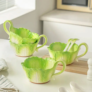 Tazza Ciotola Cucchiaino Forma Lattuga Design Innovativo Stoviglie Cucina-INTERIOR DREAM DESIGN