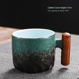 Tazza Da Caffè Creativa Ceramica Manico Legno Design Moderno Decorazione Cucina - INTERIOR DREAM DESIGN