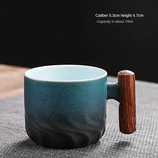 Tazza Da Caffè Creativa Ceramica Manico Legno Design Moderno Decorazione Cucina - INTERIOR DREAM DESIGN