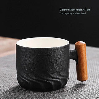 Tazza Da Caffè Creativa Ceramica Manico Legno Design Moderno Decorazione Cucina - INTERIOR DREAM DESIGN