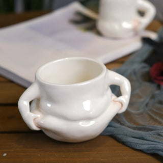 Tazza Da Cucina Per Colazione Dimensioni In Colore Bianco In Ceramica Simpatica Con Manico - INTERIOR DREAM DESIGN