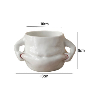 Tazza Da Cucina Per Colazione Dimensioni In Colore Bianco In Ceramica Simpatica Con Manico - INTERIOR DREAM DESIGN