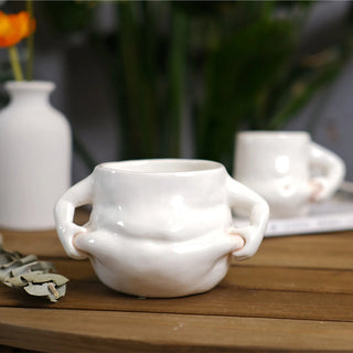 Tazza Da Cucina Per Colazione Dimensioni In Colore Bianco In Ceramica Simpatica Con Manico - INTERIOR DREAM DESIGN