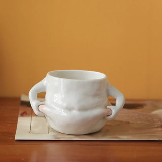 Tazza Da Cucina Per Colazione Dimensioni In Colore Bianco In Ceramica Simpatica Con Manico - INTERIOR DREAM DESIGN