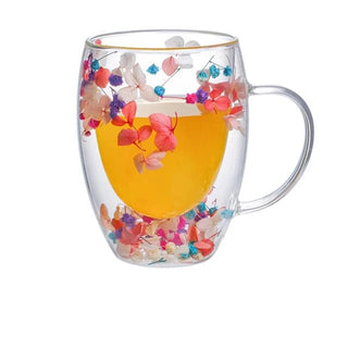 Tazza Floreale In Vetro Diversi Modelli Capacità 350ml Design Fiori Decorazione Cucina - INTERIOR DREAM DESIGN