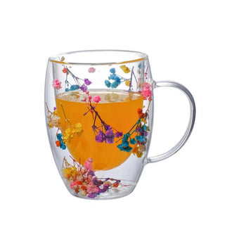 Tazza Floreale In Vetro Diversi Modelli Capacità 350ml Design Fiori Decorazione Cucina - INTERIOR DREAM DESIGN