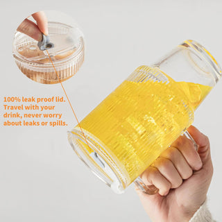 Tazza Manico Bicchiere Esterno Uso Pratico Cannuccia Vetro Trasparente Resistente Capacità 710ml-INTERIOR DREAM DESIGN