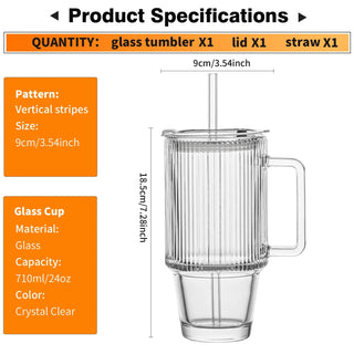 Tazza Manico Bicchiere Esterno Uso Pratico Cannuccia Vetro Trasparente Resistente Capacità 710ml-INTERIOR DREAM DESIGN