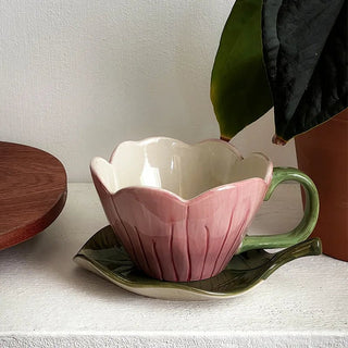 Tazza Materiale Ceramica Modello Fiore Design Creativo Innovativo Elegante Grandi Capacità-INTERIOR DREAM DESIGN