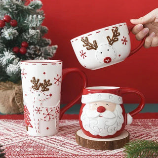 Tazza Natalizia In Due Colori Due Modelli Renna Babbo Natale Simpatica Carina Idea Regalo - INTERIOR DREAM DESIGN