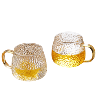 Tazza Vetro Trasparente Dettagli Oro Diverse Dimensioni Arredamento Casa Cucina-INTERIOR DREAM DESIGN
