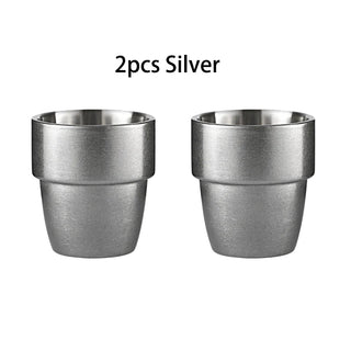 Tazze Cucina Alta Qualità Resistenti Doppio Strato Acciaio Inossidabile Argento Set 1/2/3 Bicchieri Peso 180gr Capacità 300ml Accessori Cucina - INTERIOR DREAM DESIGN