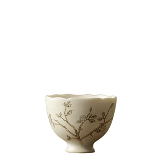 Tazzina Ceramica Semplice Bianca Con Dettaglio Floreale Decorazione Cucina Design Moderno-INTERIOR DREAM DESIGN