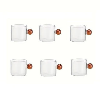 Tazzine Trasparenti Con Manico Colorato Set Sei Pezzi Resistenti Al Calore Diverse Colorazioni-INTERIOR DREAM DESIGN