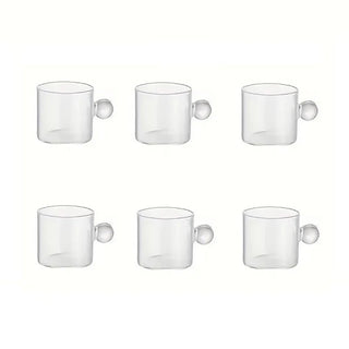 Tazzine Trasparenti Con Manico Colorato Set Sei Pezzi Resistenti Al Calore Diverse Colorazioni-INTERIOR DREAM DESIGN