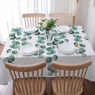Tovaglia Bianca Foglie Verdi Poliestere Cotone Diverse Dimensioni-INTERIOR DREAM DESIGN