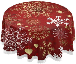 Tovaglia Di Natale Forma Rotonda 150 Cm Vari Modelli Babbo Natale Design Per Casa Addobbi Natalizi - INTERIOR DREAM DESIGN