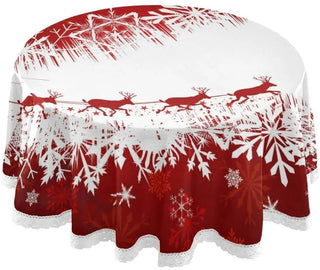 Tovaglia Di Natale Forma Rotonda 150 Cm Vari Modelli Babbo Natale Design Per Casa Addobbi Natalizi - INTERIOR DREAM DESIGN