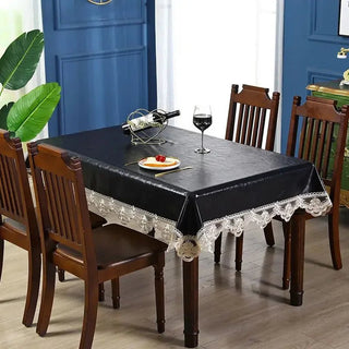 Tovaglia Ecopelle Diversi Colori Pizzo Elegante Resistente Impermeabile Casa Cucina-INTERIOR DREAM DESIGN