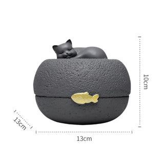 Urna Forma Gatto Dorme Animali Domestici Piccole Dimensioni Memoriale Funebre-INTERIOR DREAM DESIGN