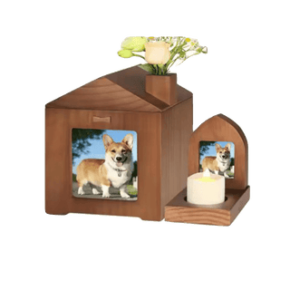 Urne Casetta Marrone Scuro Legno Foto Candela Box Animali Domestici - INTERIOR DREAM DESIGN
