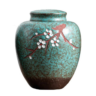 Urne Memoriali Ceramica Colore Verde Fiori Decorativi Porcellana Animali Domestici - INTERIOR DREAM DESIGN