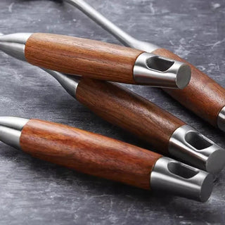 Utensili Cucina Set 6/7 Pezzi Base Acciaio Inossidabile Dettagli Legno Utile Casa-INTERIOR DREAM DESIGN