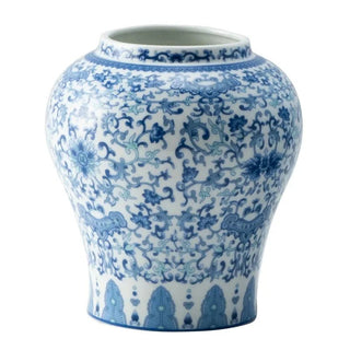 Vaso Blu Bianco Particolare Fantasioso Fiori Decorazioni Casa Colorato Delicato Vintage-INTERIOR DREAM DESIGN