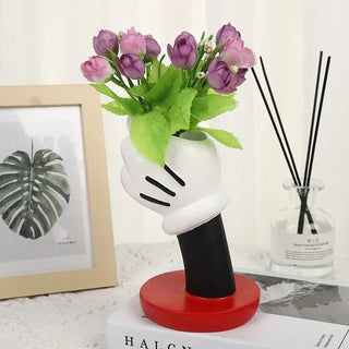 Vaso Cartoni Animati PVC Rosso Nero Bianco Decorativo Fiori Soprammobile Arredamento Decorazione Casa - INTERIOR DREAM DESIGN