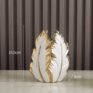Vaso Ceramica Decorazione Casa Stile Foglia Vaso Di Fiori Decorazione Elegante-INTERIOR DREAM DESIGN