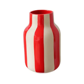 Vaso Ceramica Righe Rosso Nero Arredamento Casa Design Colorato Innovativo Decorazione Casa-INTERIOR DREAM DESIGN