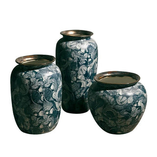 Vaso Ceramica Verde Scuro Diverse Dimensioni Elegante Design Raffinato-INTERIOR DREAM DESIGN
