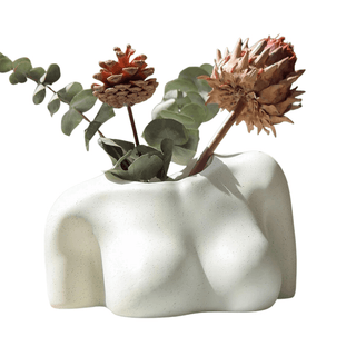 Vaso Colore Bianco Forma Donna Corpo Materiale Resina Decorazione Fiori Casa Piante-INTERIOR DREAM DESIGN
