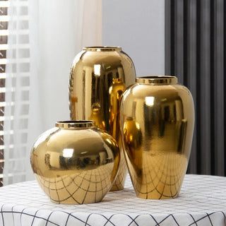 Vaso Colore Oro Diverse Dimensioni Fiori Decorazione Casa Arredamento Interni-INTERIOR DREAM DESIGN
