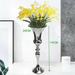 Vaso Decorativo Argento Alto Decorazione Casa Metallo Iron Elegante Arredamento Fiori - INTERIOR DREAM DESIGN