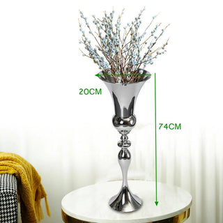 Vaso Decorativo Argento Alto Decorazione Casa Metallo Iron Elegante Arredamento Fiori - INTERIOR DREAM DESIGN