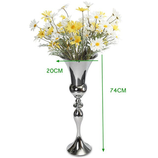 Vaso Decorativo Argento Alto Decorazione Casa Metallo Iron Elegante Arredamento Fiori - INTERIOR DREAM DESIGN