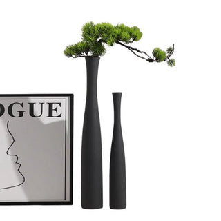 Vaso Decorativo Colore Beige Nero Ceramica Arredamento Fiori Decorazione Casa-INTERIOR DREAM DESIGN