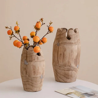 Vaso Decorativo Legno Chiaro Arredamento Decorazione Casa Esterno Interno Design Innovativo-INTERIOR DREAM DESIGN