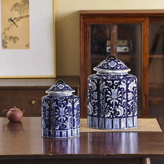 Vaso Diverse Dimensioni Ceramica Blu Dettagli Azzurri Arredamento Decorazione Fiori Casa-INTERIOR DREAM DESIGN