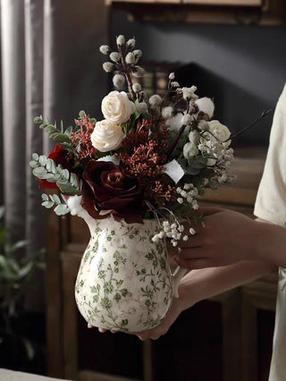 Vaso Forma Brocca Grandi Dimensioni Colore Beige Design Fiori Floreale Decorazione Casa-INTERIOR DREAM DESIGN