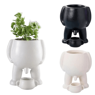 Vaso Forma Omino Simpatico Bianco Nero Resina Accessori Arredamento Decorazione Casa Fiori Piante Acqua Ceramica Resina - INTERIOR DREAM DESIGN