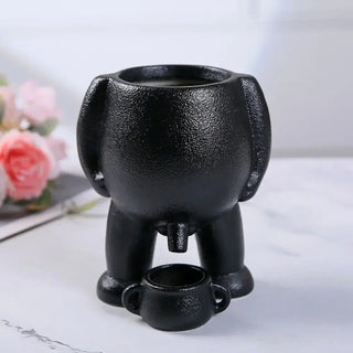 Vaso Forma Omino Simpatico Bianco Nero Resina Accessori Arredamento Decorazione Casa Fiori Piante Acqua Ceramica Resina - INTERIOR DREAM DESIGN