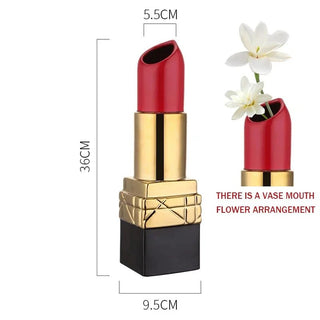 Vaso Forma Rossetto Design Innovativo Arredamento Particolare Casa Decorazione Oro Argento-INTERIOR DREAM DESIGN