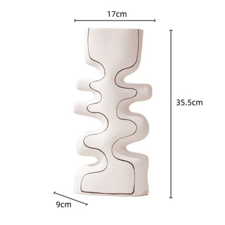 Vaso Materiale Ceramica Modello Astratto Grandi Capacità Arredo Composizione Floreale-INTERIOR DREAM DESIGN
