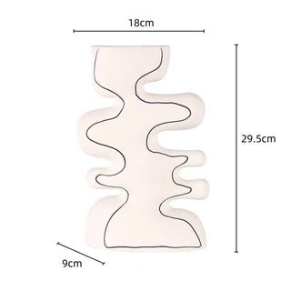 Vaso Materiale Ceramica Modello Astratto Grandi Capacità Arredo Composizione Floreale-INTERIOR DREAM DESIGN
