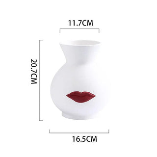 Vaso Materiale Ceramica Modello Bocca Rossetto Diverse Colorazioni Arredo Composizione Floreale-INTERIOR DREAM DESIGN