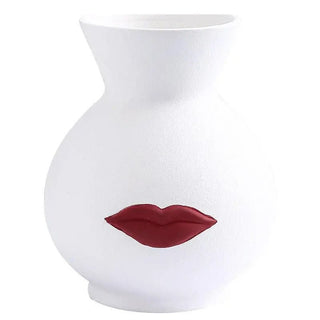 Vaso Materiale Ceramica Modello Bocca Rossetto Diverse Colorazioni Arredo Composizione Floreale-INTERIOR DREAM DESIGN